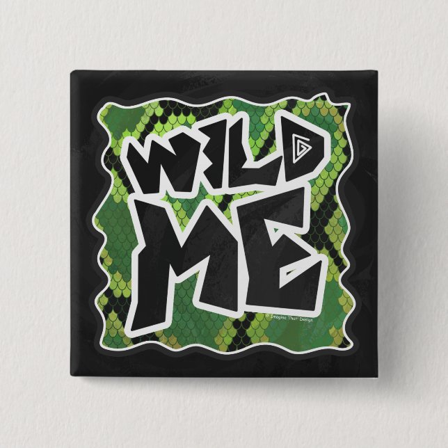 Wild Me Snake Black and Green Print 15 Cm Square Badge (Front)