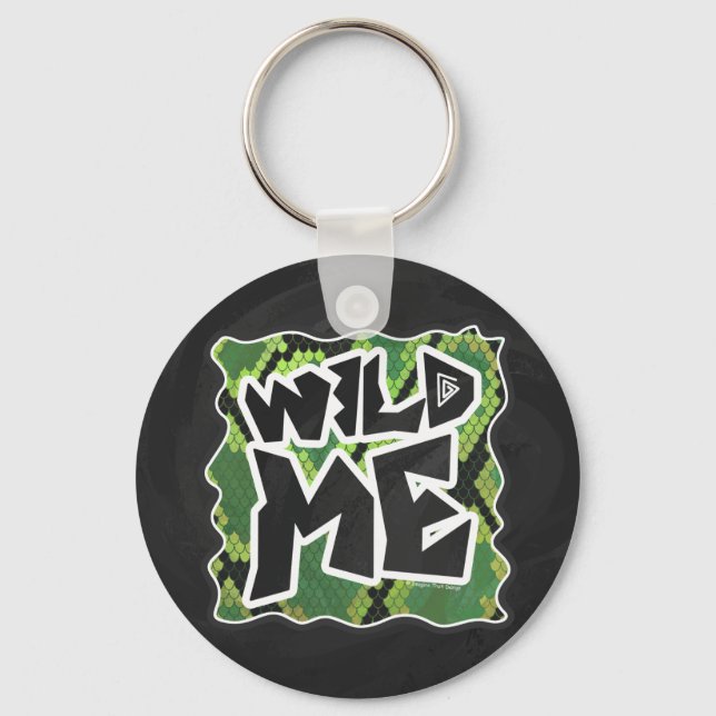 Wild Me Snake Black and Green Print Key Ring (Front)
