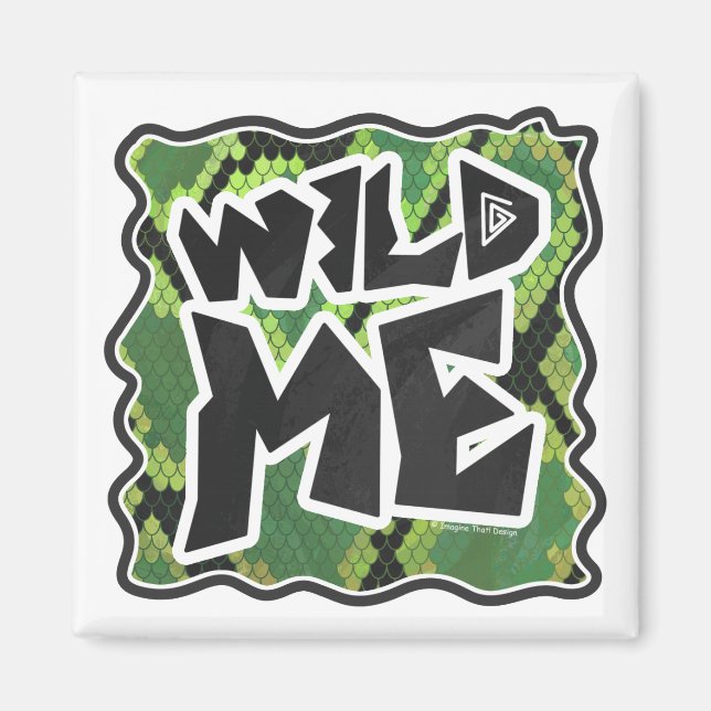 Wild Me Snake Black and Green Print Magnet (Front)