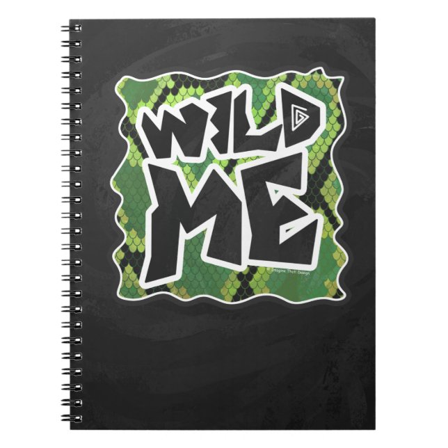 Wild Me Snake Black and Green Print Spiral Notebook (Front)