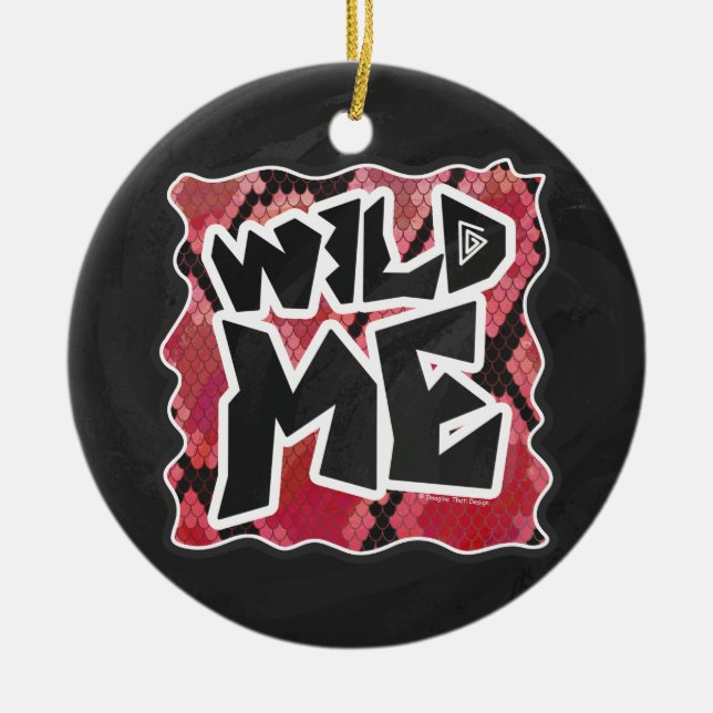 Wild Me Snake Black and Red Print Ceramic Tree Decoration (Front)