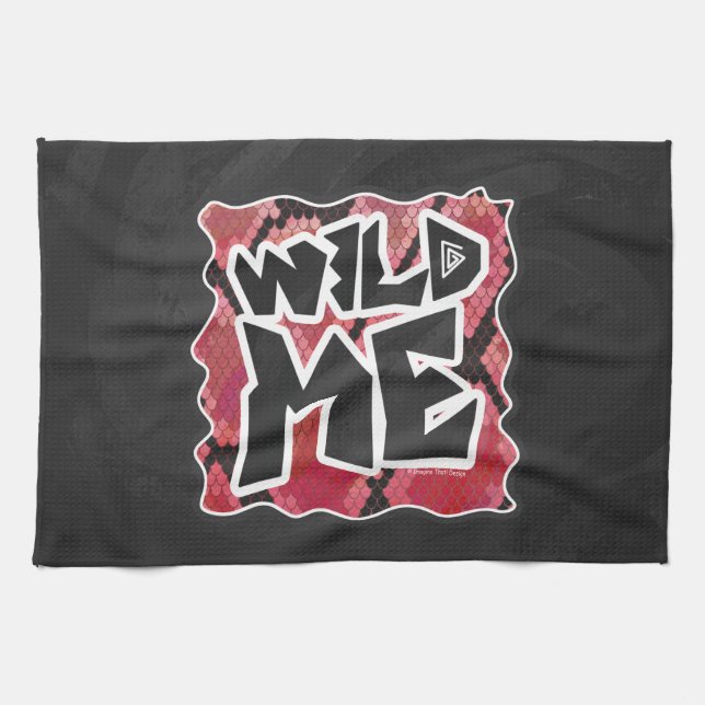 Wild Me Snake Black and Red Print Tea Towel (Horizontal)