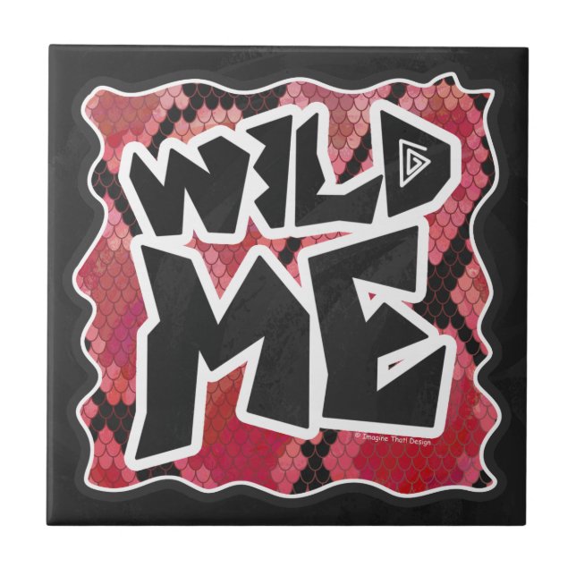 Wild Me Snake Black and Red Print Tile (Front)