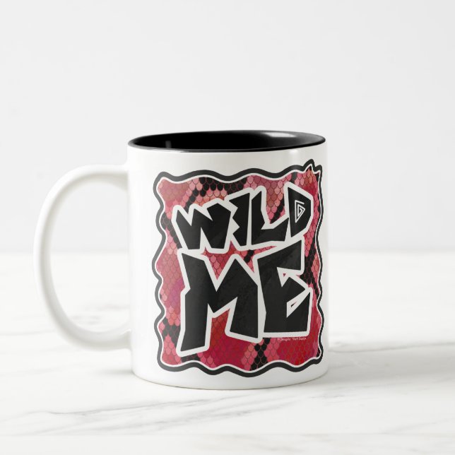 Wild Me Snake Black and Red Print Two-Tone Coffee Mug (Left)
