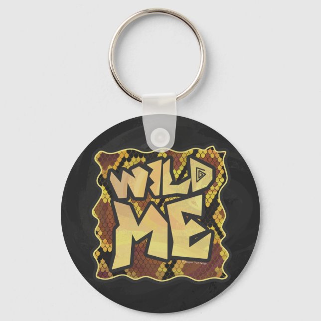 Wild Me Snake Brown and Gold Print Key Ring (Front)