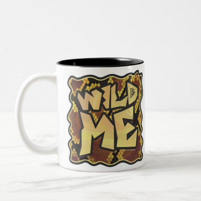 Wild Me Snake Brown and Gold Print Two-Tone Coffee Mug (Left)