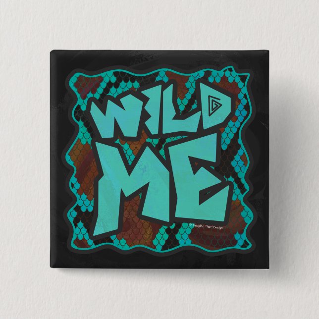 Wild Me Snake Brown and Teal Print 15 Cm Square Badge (Front)