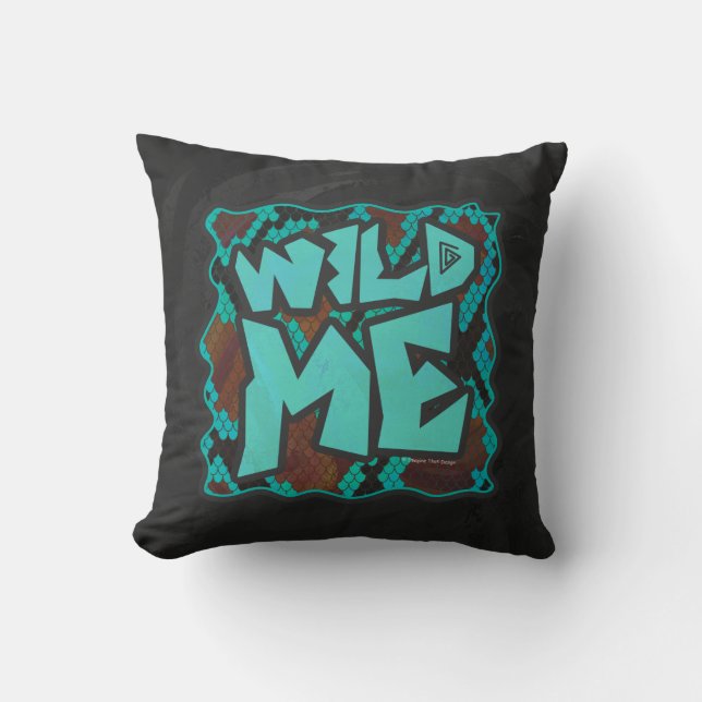 Wild Me Snake Brown and Teal Print Cushion (Front)