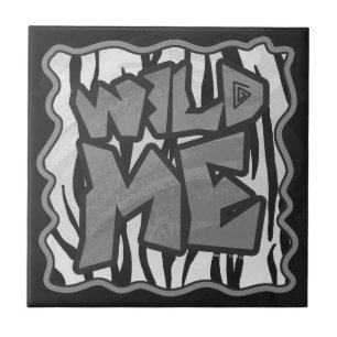 Wild Me Tiger Black and White Print Tile