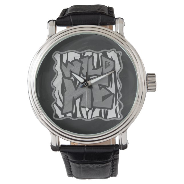 Wild Me Tiger Black and White Print Watch (Front)