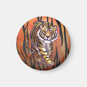 Wild Me Tiger Hot orange and Black Print Magnet