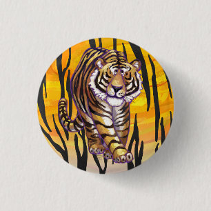 Wild Me Tiger Orange and Black 3 Cm Round Badge