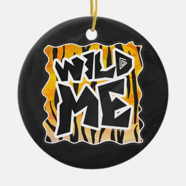 Wild Me Tiger Orange and Black Ceramic Tree Decoration (Front)