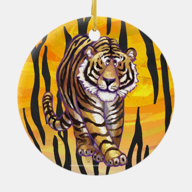 Wild Me Tiger Orange and Black Ceramic Tree Decoration (Back)
