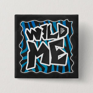 Wild Me Zebra Black and Blue 15 Cm Square Badge
