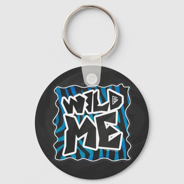 Wild Me Zebra Black and Blue Key Ring (Front)