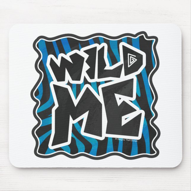 Wild Me Zebra Black and Blue Mouse Pad (Front)