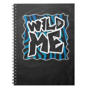 Wild Me Zebra Black and Blue Spiral Notebook