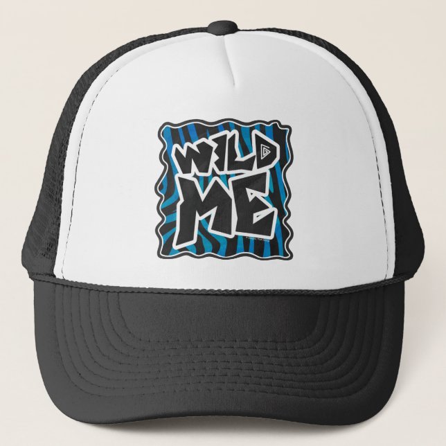 Wild Me Zebra Black and Blue Trucker Hat (Front)