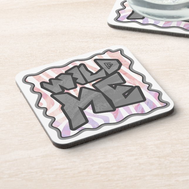 Wild Me Zebra Pink and White Coaster (Left Side)