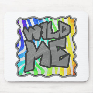 Wild Me Zebra Rainbow and White Print Mouse Pad