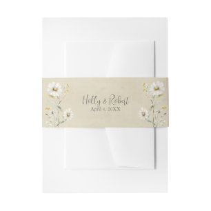 Wild Meadow Daisy Kraft Floral  Wedding Invitation Belly Band