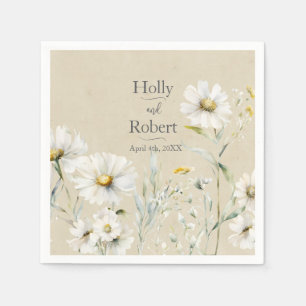 Wild Meadow Daisy Kraft Floral Wedding Napkin