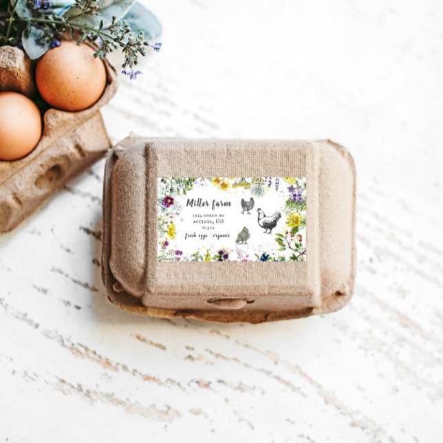 Wild Meadow Floral Rustic Script Egg Carton Label (Creator Uploaded)