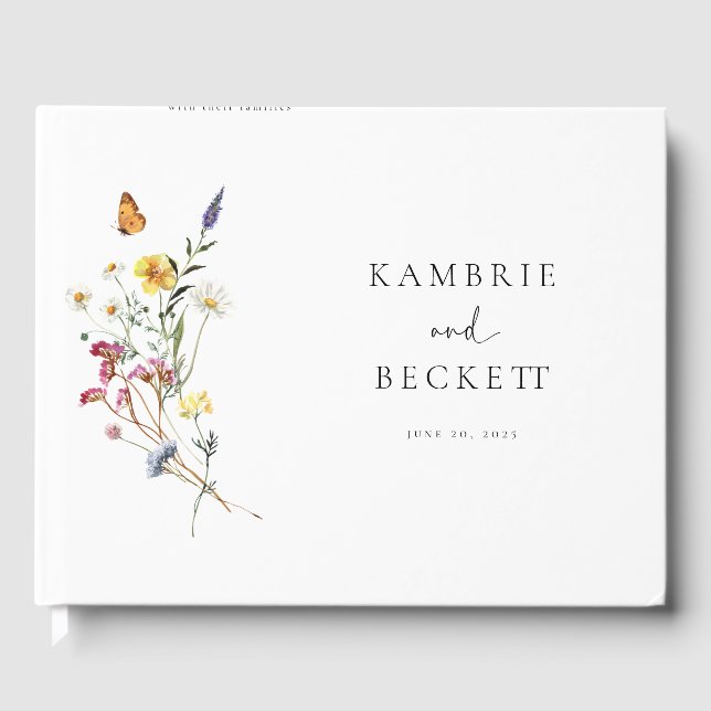 Wild Meadow Floral Wedding Guest Book (Front)