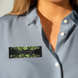 Wild Meadow   Green & Black Botanical Name Tag