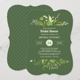 Wild Meadow Green Botanical Bridal Shower Invitation