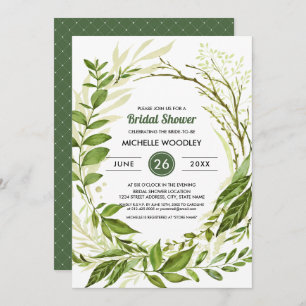 Wild Meadow Green Botanical Bridal Shower Invitation
