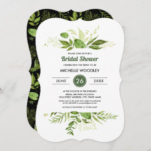 Wild Meadow Green Botanical Bridal Shower Invitation