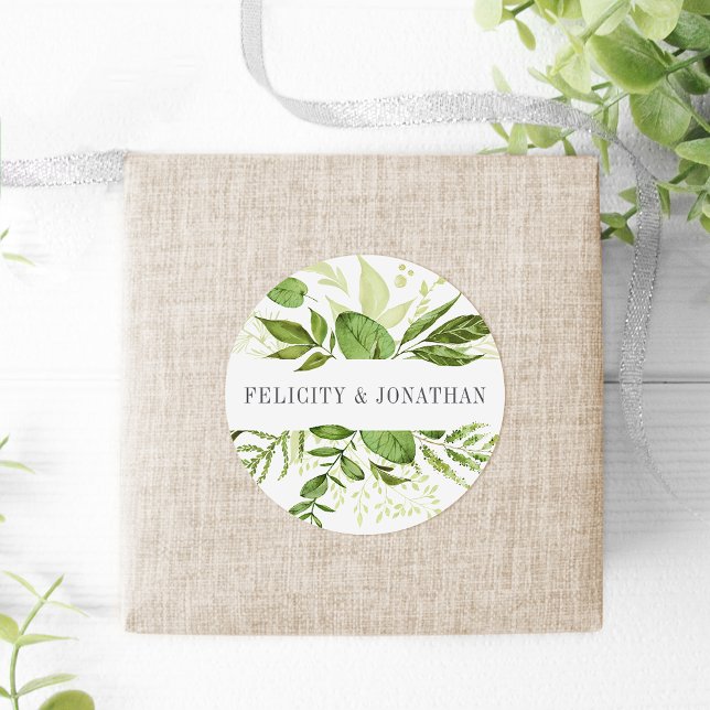 Wild Meadow | Green Botanical Wedding Classic Round Sticker (Creator Uploaded)