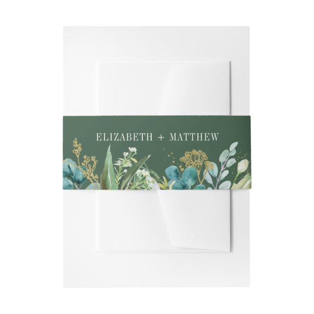 Wild Meadow | Green Botanical Wedding  Invitation Belly Band (Front Example)