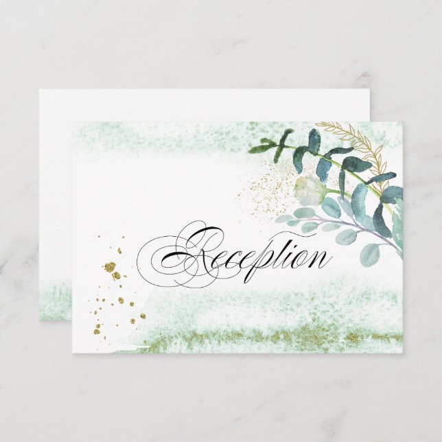 Wild Meadow | Green Botanical Wedding Reception Invitation (Front/Back)