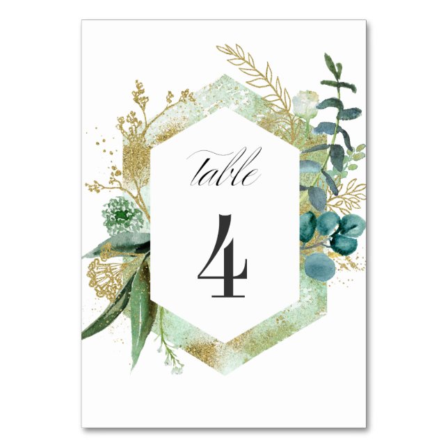 Wild Meadow | Green Botanical Wedding Table Number (Back)