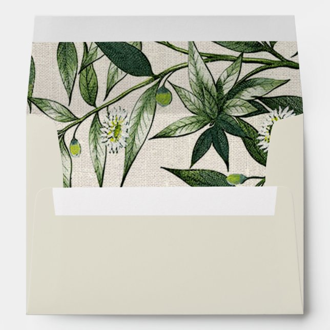 Wild Meadow | Greenery Botanical Wedding  Envelope (Back (Bottom))