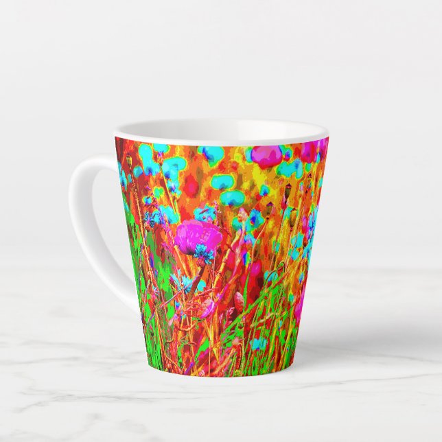 Wild Meadow in Bloom Pop Art Latte Mug (Left Angle)