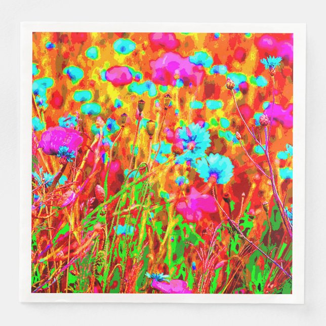 Wild Meadow in Bloom Pop Art Napkin (Front)