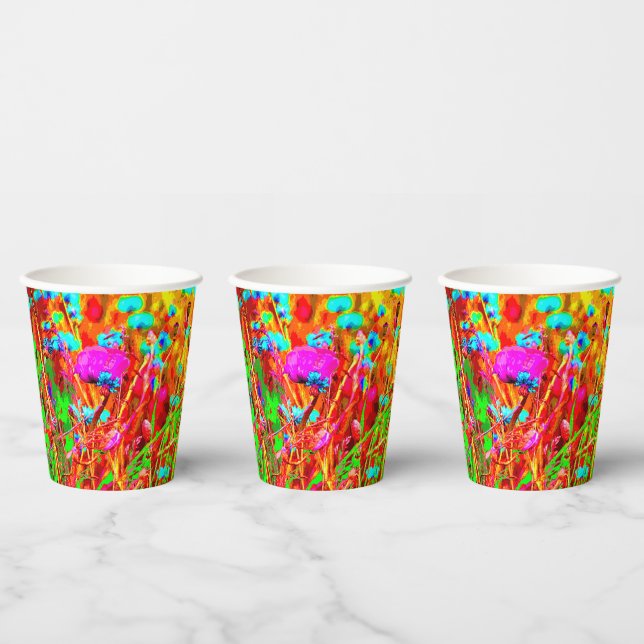 Wild Meadow in Bloom Pop Art Paper Cups (Multi)