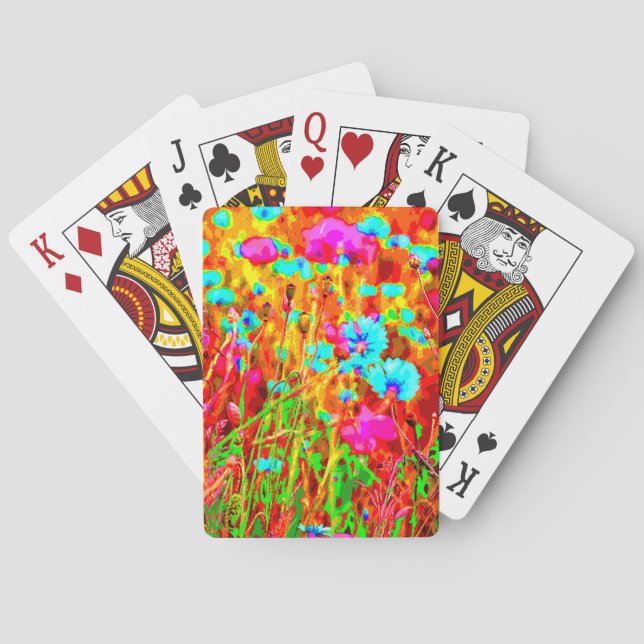 Wild Meadow in Bloom Pop Art Playing Cards (Back)