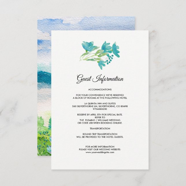 Wild Meadow Spring Mountains Wedding Details Cards (Front/Back)