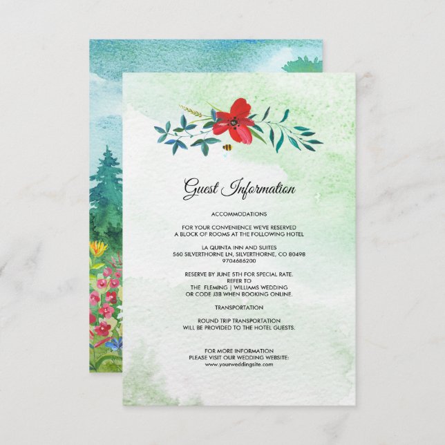 Wild Meadow | Summer Forest Wedding Details Cards (Front/Back)