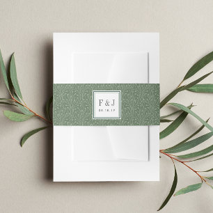 Wild Meadow Vines Pattern Monogram Invitation Belly Band