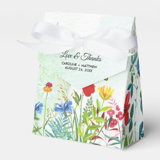 Wild Meadow | Wildflowers Watercolor Wedding Favour Box (Front Side)