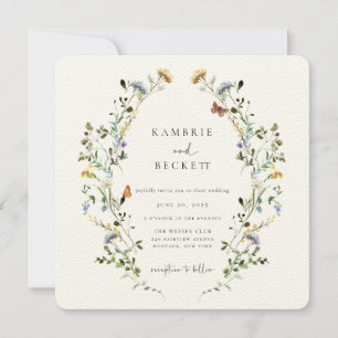 Wild Meadow Wreath Wedding Invitation