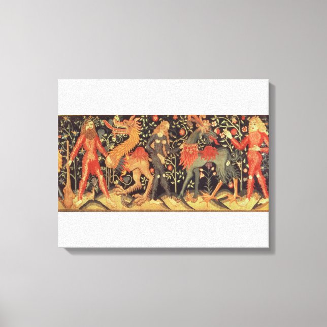 Wild Men and Animals, tapestry, 15th century Canvas Print (Front)