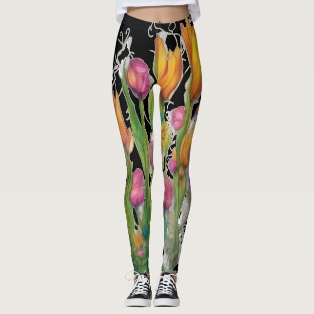 Wild modern floral Leggings (Front)