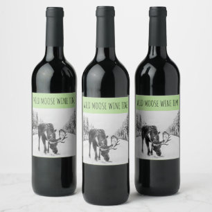 Wild Moose In Snow Wine Time Wine Labels